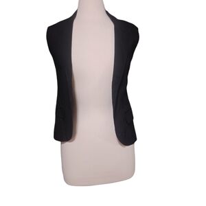 Theory 2 Linen Blend Vest Black Open Front Sleeveless western Aztec eque…